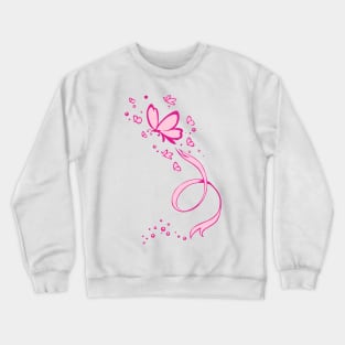 Pink Butterflies Ribbon Breast Cancer Awareness Crewneck Sweatshirt